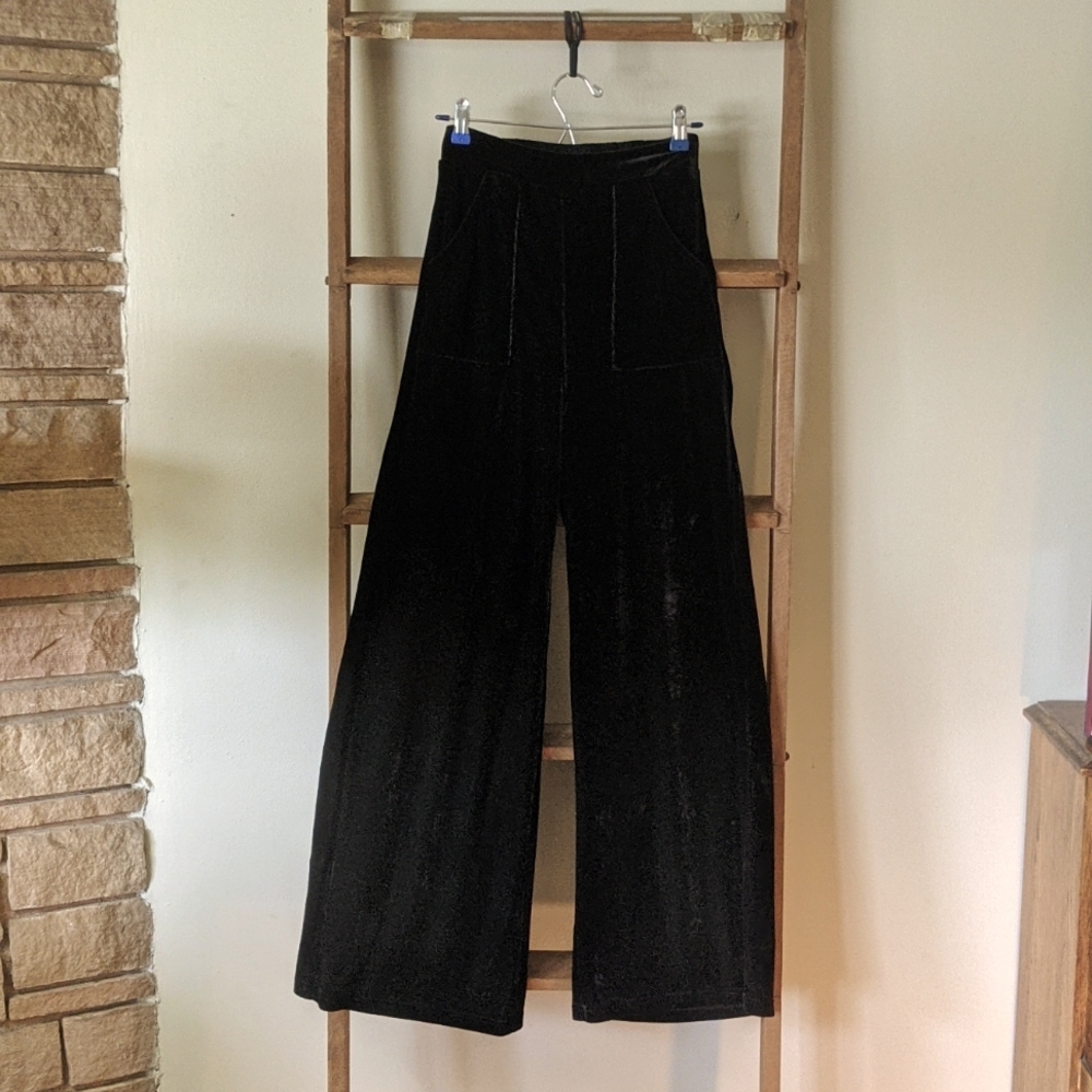 Collectif Black Velvet Trousers